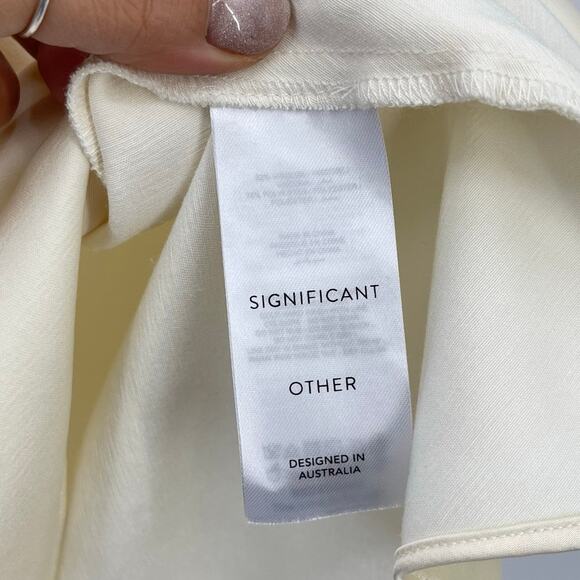 Significant Other | Danika Off Shoulder Dress in Cream Satin Maxi M US 6 - Picture 14 of 15